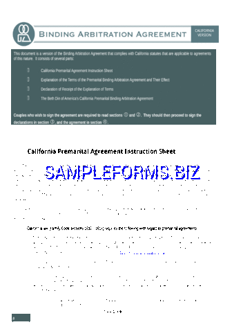 California Prenuptial Agreement Sample doc pdf free
